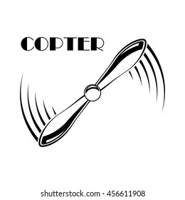 Black propeller silhouette isolated on white