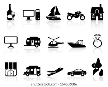 black property icons set 