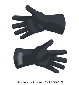 Black protect gloves icon. Flat illustration of black protect gloves vector icon for web design