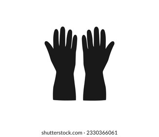 Icono de protección negra de guantes. Ilustración plana del icono vectorial de guantes negros para el diseño web. Silhouette Glove de goma e iconos de contorno para web y aplicaciones en ilustración vectorial. fondo blanco.