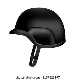 Black protect police helmet mockup. Realistic illustration of black protect police helmet vector mockup for web design isolated on white background