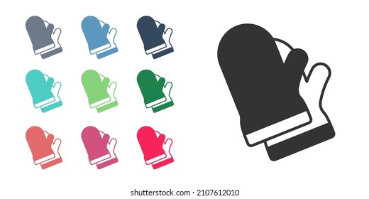 Black Protective gloves icon isolated on white background. Protective clothing and tool worker. Set icons colorful. Vector