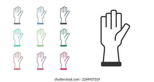 Icono de guantes protectores negros aislados en fondo blanco. Indique los iconos en colores. Vector