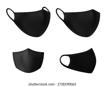 Black protective medical face mask
