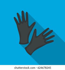 Black protective rubber gloves icon flate. Single tattoo icon from the big studio.