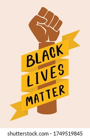 Black protest with the message "Black Lives Matter". Vector illustration.