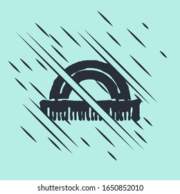 Black Protractor grid for measuring degrees icon isolated on green background. Tilt angle meter. Measuring tool. Geometric symbol. Glitch style. Vector Illustration