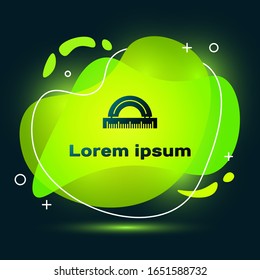 Black Protractor grid for measuring degrees icon isolated on black background. Tilt angle meter. Measuring tool. Geometric symbol. Abstract banner with liquid shapes. Vector Illustration