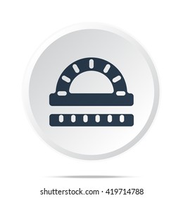 Black Protractor Ruler icon on white web button