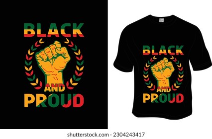 Black and Stolz, June etenth, Black History Month, Black Freedom T-Shirt Design.Bereit für Bekleidung, Poster und Illustration zu drucken. Modernes, einfaches, Buchstabieren.