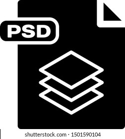 Black PSD file document. Download psd button icon isolated on white background. PSD file symbol.  Vector Illustration