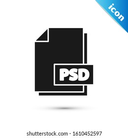 Black PSD file document. Download psd button icon isolated on white background. PSD file symbol.  Vector Illustration