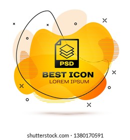 Black PSD file document icon. Download psd button icon isolated on white background. PSD file symbol. Fluid color banner. Vector Illustration