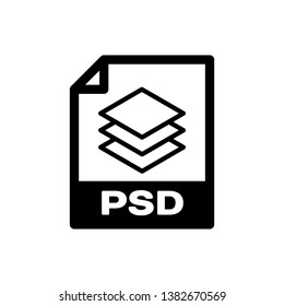 Black PSD file document icon. Download psd button icon isolated. PSD file symbol. Vector Illustration