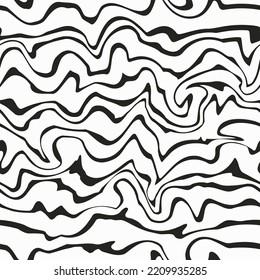 Black psychedelic curved lines. Seamless pattern.