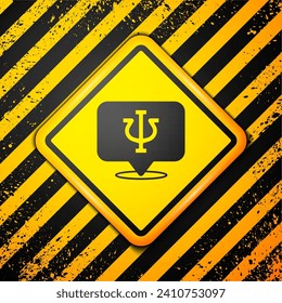 Black Psychology icon isolated on yellow background. Psi symbol. Mental health concept, psychoanalysis analysis and psychotherapy. Warning sign. Vector