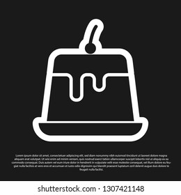 Black Pudding custard with caramel glaze icon isolated on black background. Vector Illustration
