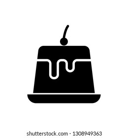 Black Pudding custard with caramel glaze icon isolated on white background. Vector Illustration
