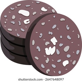 Black Pudding Slices Illustration Isolated on White Background