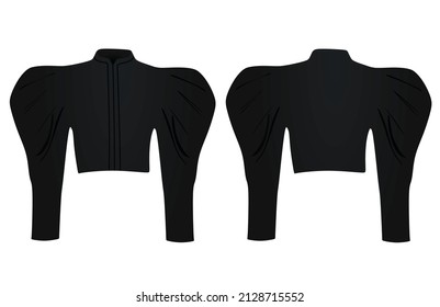 Black puff sleeve sweater. vector illustration