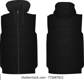 Black puffer with cap. vector illustration 