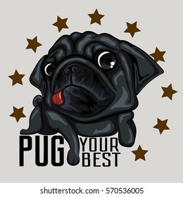 black pug cartoon