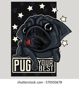 black pug cartoon