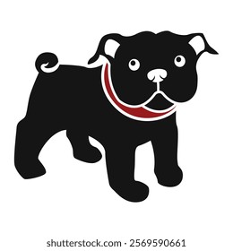 Black Pug Dog Icon Isolated on White Background