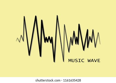 Black pulse music player. Audio wave logo. Vector equalizer element. Isolated design symbol.