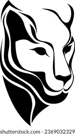 Black puma tattoo, tattoo illustration, vector on a white background.