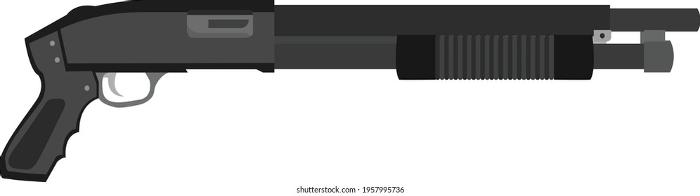 Black Pump Action Shotgun Vector