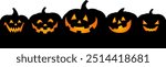 Black pumpkin. Halloween banner background with Jack o lantern. Vector illustration.