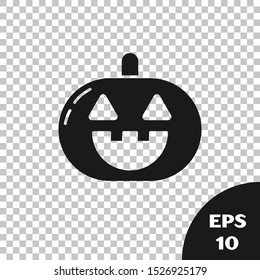 Black Pumpkin icon isolated on transparent background. Happy Halloween party.  Vector Illustration