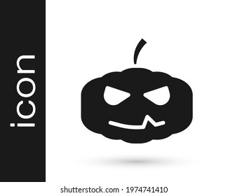 Black Pumpkin icon isolated on white background. Happy Halloween party.  Vector