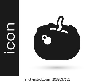 Black Pumpkin icon isolated on white background. Happy Halloween party.  Vector