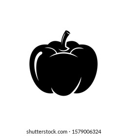 Black pumpkin icon vector isolated on orange circle. Illustration of pumpkin