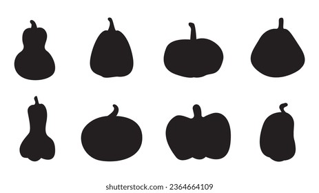 Juego de iconos de calabaza negra. Ilustración del vector