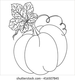 Black. Pumpkin Isolated on White. Flat Design Style. Vector illustration. Cartoon vector Illustration. 