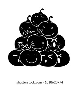 Black pumpkin isolated on whited background.