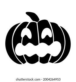 Black pumpkin . Jack o lantern. The creepy scary pumpkin for Halloween. Vector flat illustration