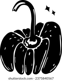 Black pumpkin pattern for Halloween. Wrapper, postcard, textile. Holiday, cary, mystical. Stencil, linocut, pumpkin, stylish. Design for, plates, tablecloth, packaging, billboard, clothing. cartoon