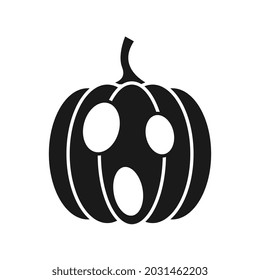 Black pumpkin with scary face. Concept of halloween. Flat cartoon vector illustration