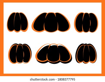 Black pumpkin set on the white background