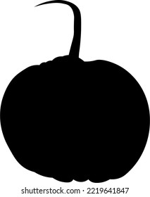 Black pumpkin silhouette icon. Halloween symbol. Autumn october holiday. Trick or treat. Isolated on white background. Vector illustration.
