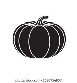 Black Pumpkin Silhouette – Minimal Halloween Fall Icon for Stickers, Crafts, Clipart, and Seasonal Decor Projects
