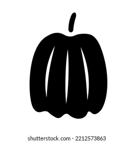 Black pumpkin silhouette vector. Simple hand drawn pumpkin shape icon in doodle style