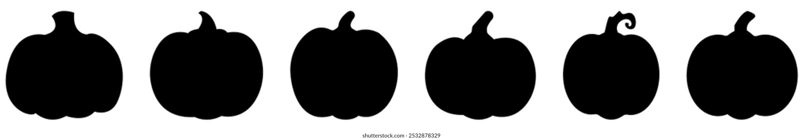 Black pumpkin silhouettes. Vector illustration isolated on white background
