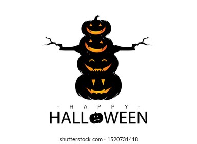 Black pumpkins arranged above, perfect for halloween icons, spooky themed festivals and halloween backgrounds