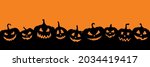 Black pumpkins silhouette. Halloween banner background with Jack o lantern.