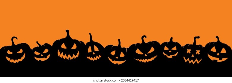 Black pumpkins silhouette  Halloween banner background and Jack o lantern 